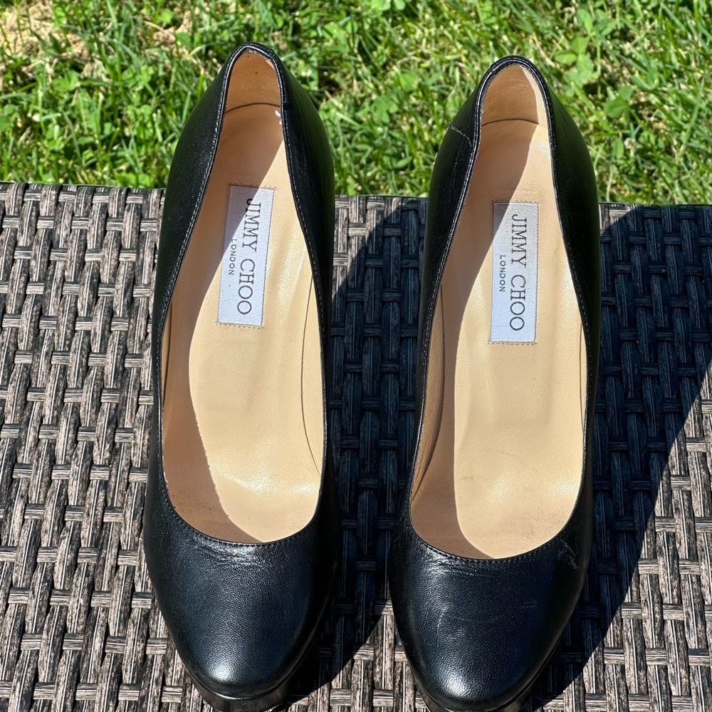 Jimmy Choo Black Leather Heels